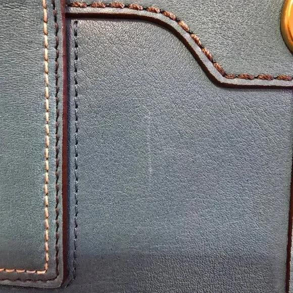 Vintage Coach Hampton Turn Lock Teal/Turquoise Leather Carry All Satchel Bag - Picture 5 of 16